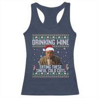 Charlie Hunnam Ed Gein Ugly Christmas Racerback Tank Top Funny Drinking Wine Eating These Sinful Cold Cuts - Wonder Print Shop