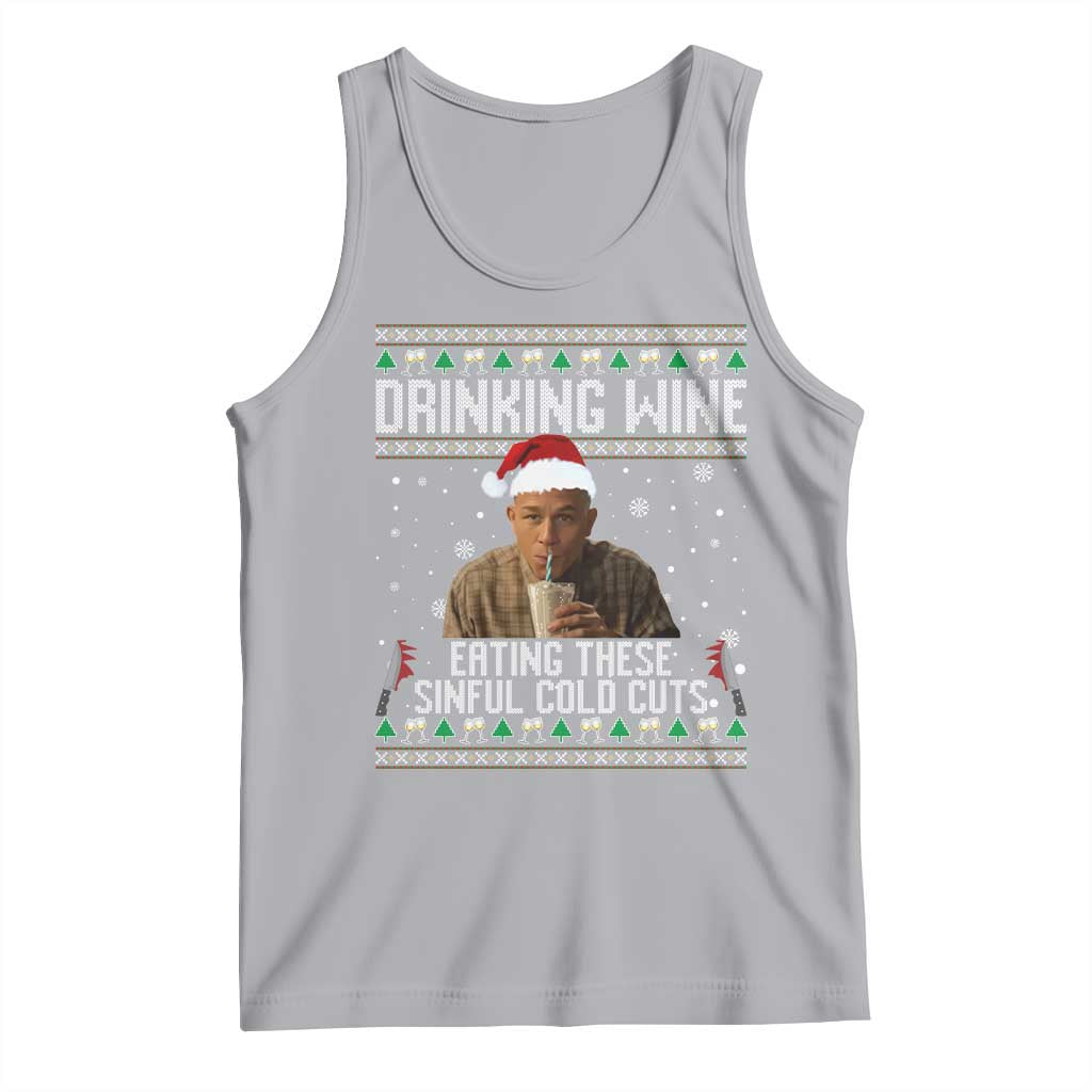 Charlie Hunnam Ed Gein Ugly Christmas Tank Top Funny Drinking Wine Eating These Sinful Cold Cuts - Wonder Print Shop