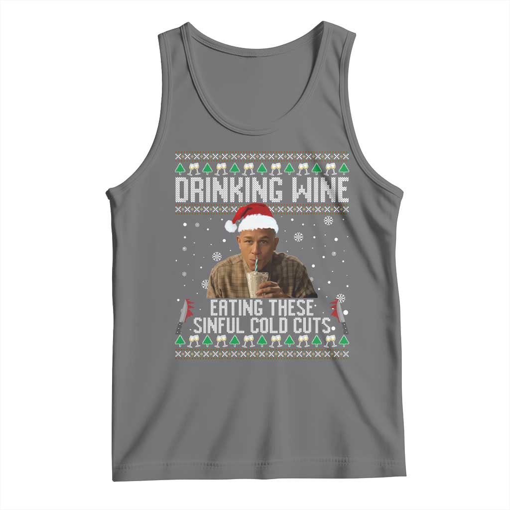 Charlie Hunnam Ed Gein Ugly Christmas Tank Top Funny Drinking Wine Eating These Sinful Cold Cuts - Wonder Print Shop
