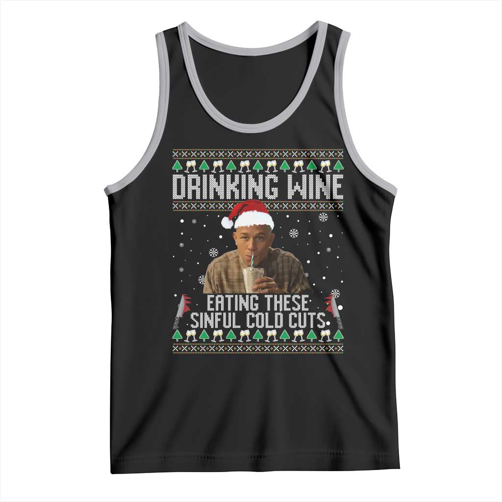 Charlie Hunnam Ed Gein Ugly Christmas Tank Top Funny Drinking Wine Eating These Sinful Cold Cuts - Wonder Print Shop