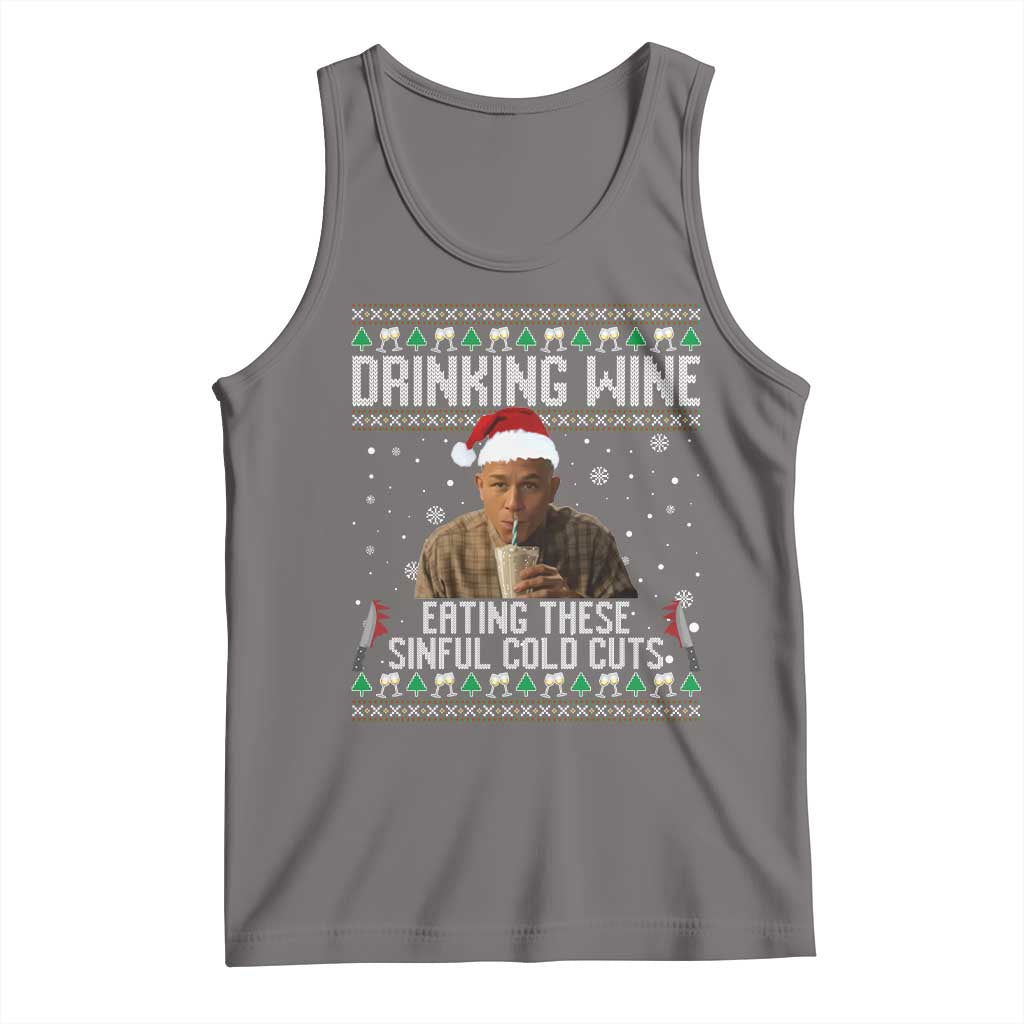 Charlie Hunnam Ed Gein Ugly Christmas Tank Top Funny Drinking Wine Eating These Sinful Cold Cuts - Wonder Print Shop