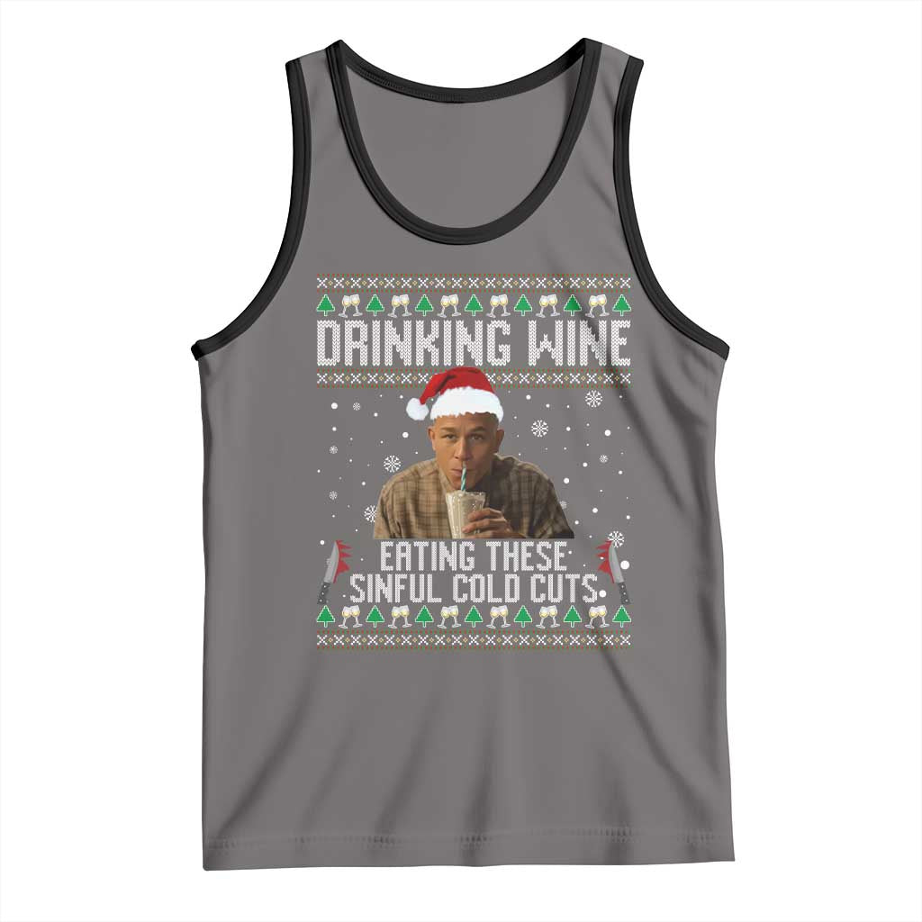 Charlie Hunnam Ed Gein Ugly Christmas Tank Top Funny Drinking Wine Eating These Sinful Cold Cuts - Wonder Print Shop