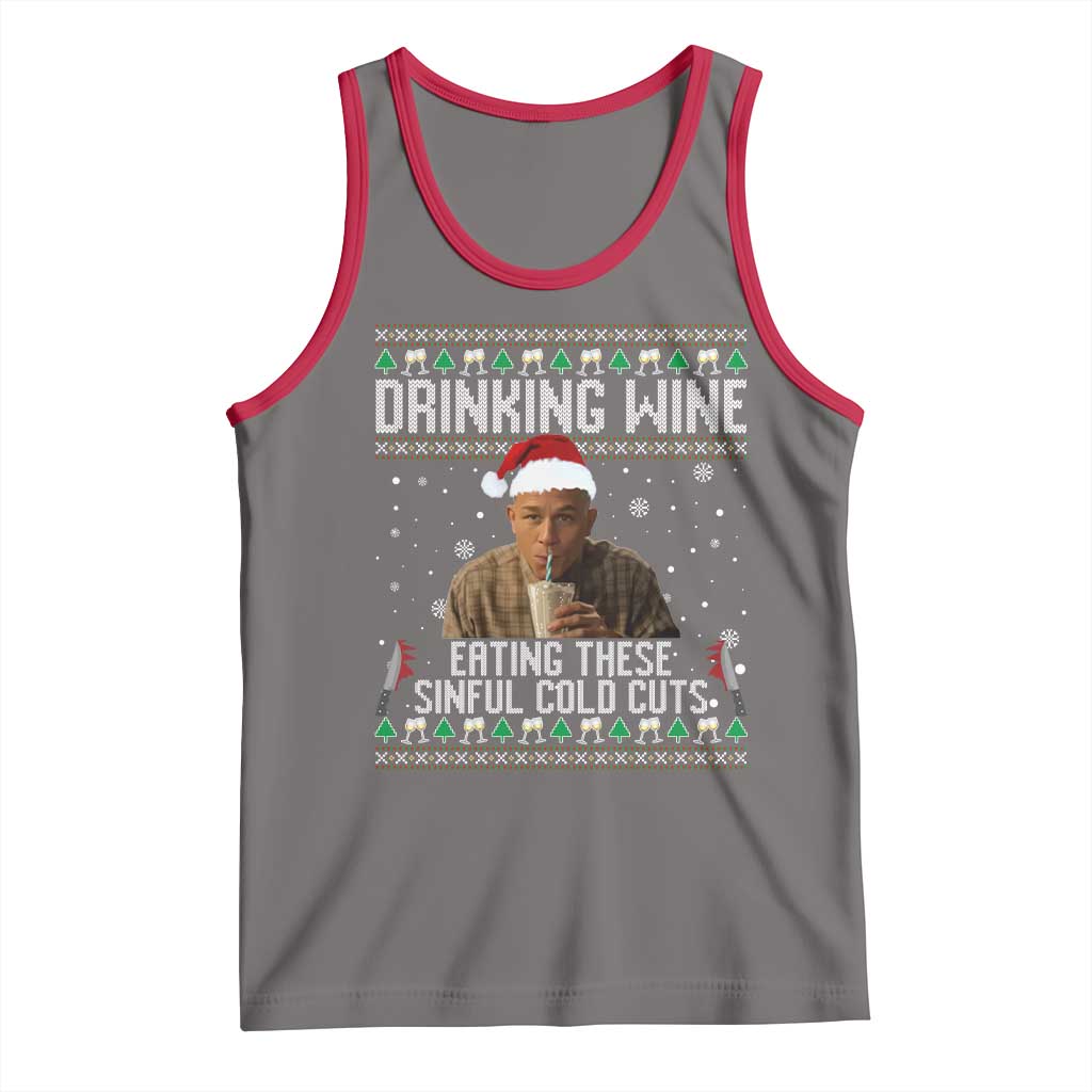 Charlie Hunnam Ed Gein Ugly Christmas Tank Top Funny Drinking Wine Eating These Sinful Cold Cuts - Wonder Print Shop