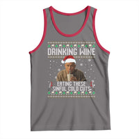 Charlie Hunnam Ed Gein Ugly Christmas Tank Top Funny Drinking Wine Eating These Sinful Cold Cuts - Wonder Print Shop