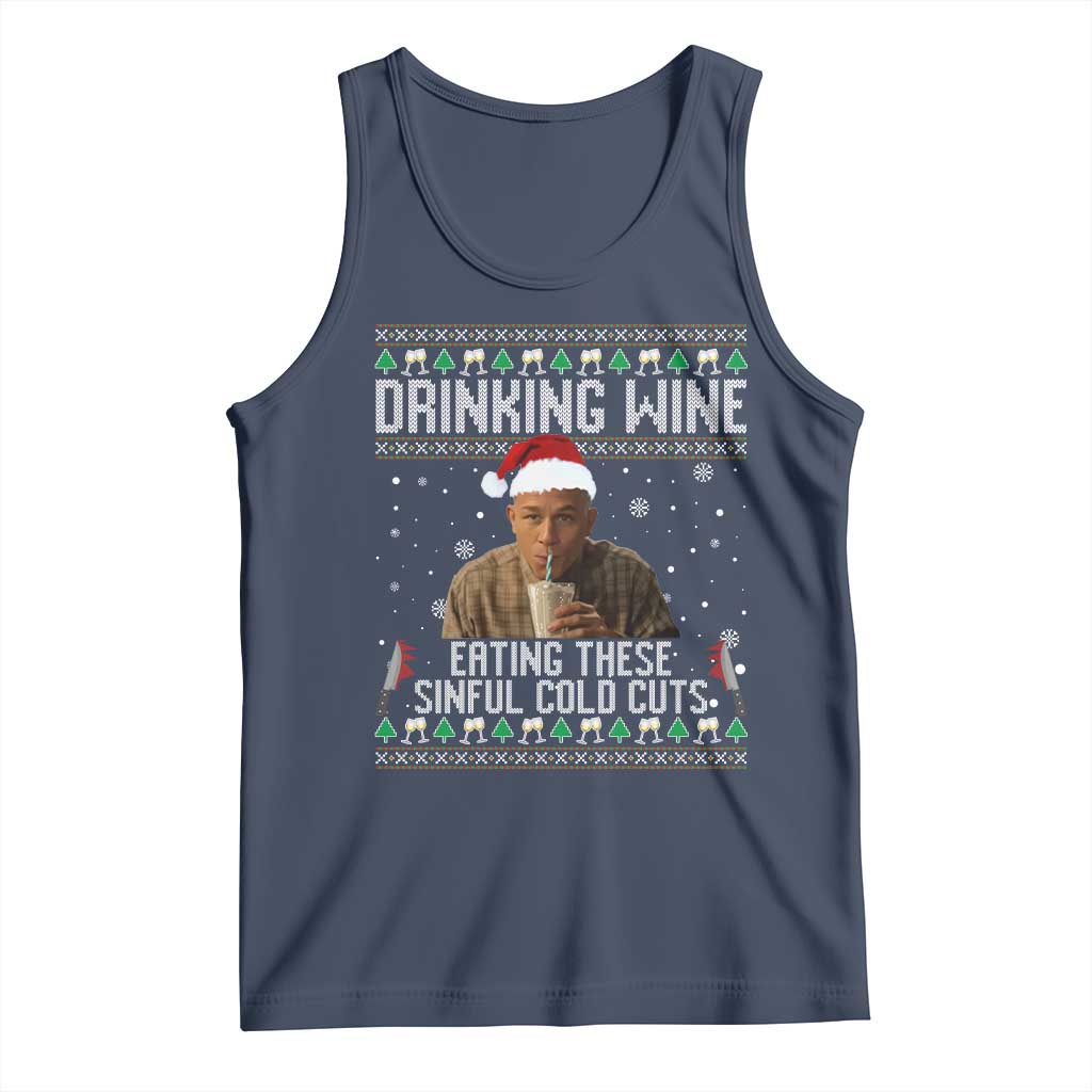 Charlie Hunnam Ed Gein Ugly Christmas Tank Top Funny Drinking Wine Eating These Sinful Cold Cuts - Wonder Print Shop