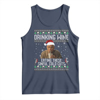 Charlie Hunnam Ed Gein Ugly Christmas Tank Top Funny Drinking Wine Eating These Sinful Cold Cuts - Wonder Print Shop