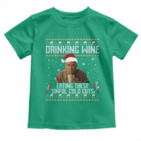 Charlie Hunnam Ed Gein Ugly Christmas Toddler T Shirt Funny Drinking Wine Eating These Sinful Cold Cuts - Wonder Print Shop