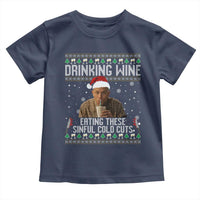 Charlie Hunnam Ed Gein Ugly Christmas Toddler T Shirt Funny Drinking Wine Eating These Sinful Cold Cuts - Wonder Print Shop