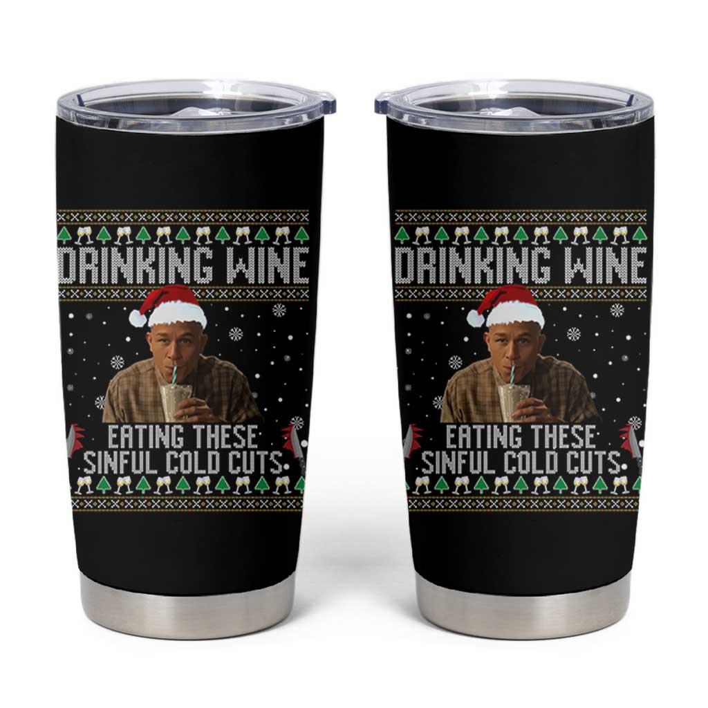 Charlie Hunnam Ed Gein Ugly Christmas Tumbler Cup Funny Drinking Wine Eating These Sinful Cold Cuts - Wonder Print Shop