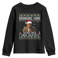 Charlie Hunnam Ed Gein Ugly Christmas Youth Sweatshirt Funny Drinking Wine Eating These Sinful Cold Cuts - Wonder Print Shop
