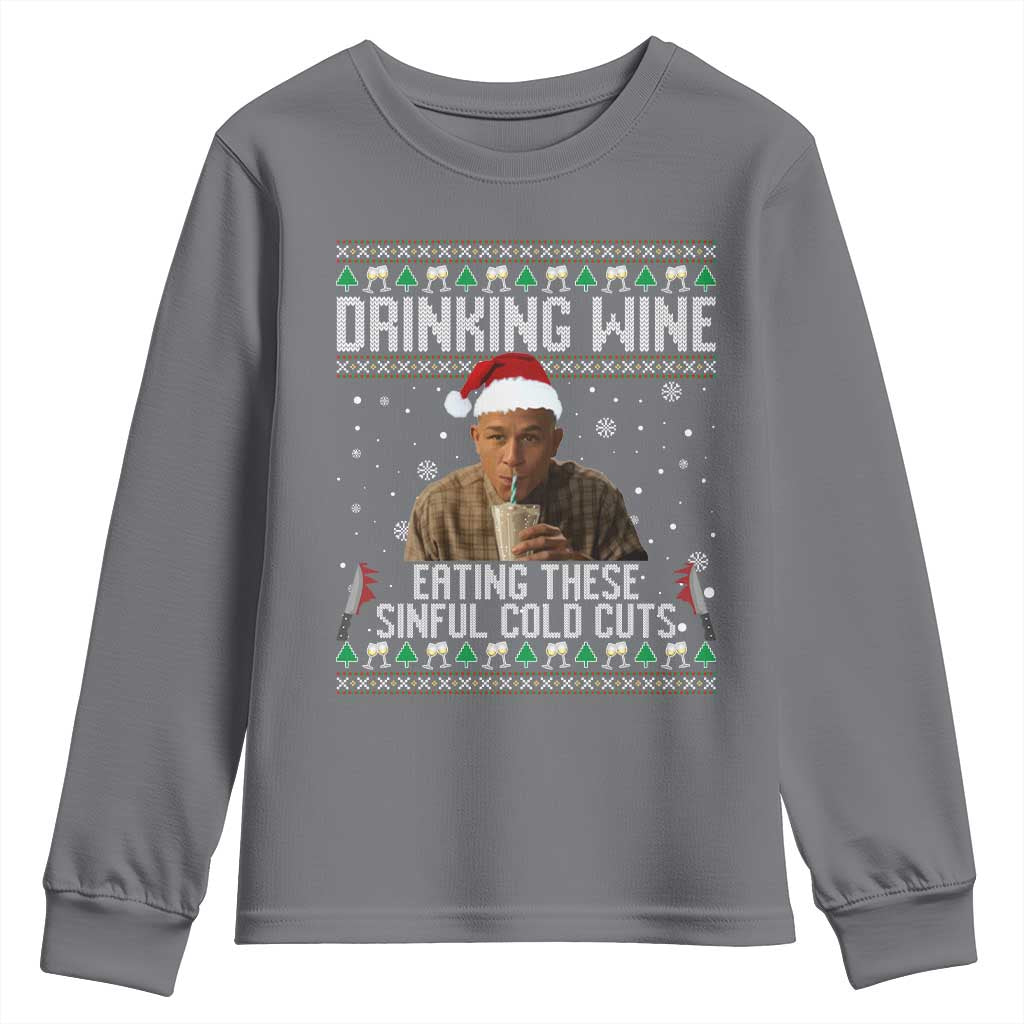 Charlie Hunnam Ed Gein Ugly Christmas Youth Sweatshirt Funny Drinking Wine Eating These Sinful Cold Cuts - Wonder Print Shop