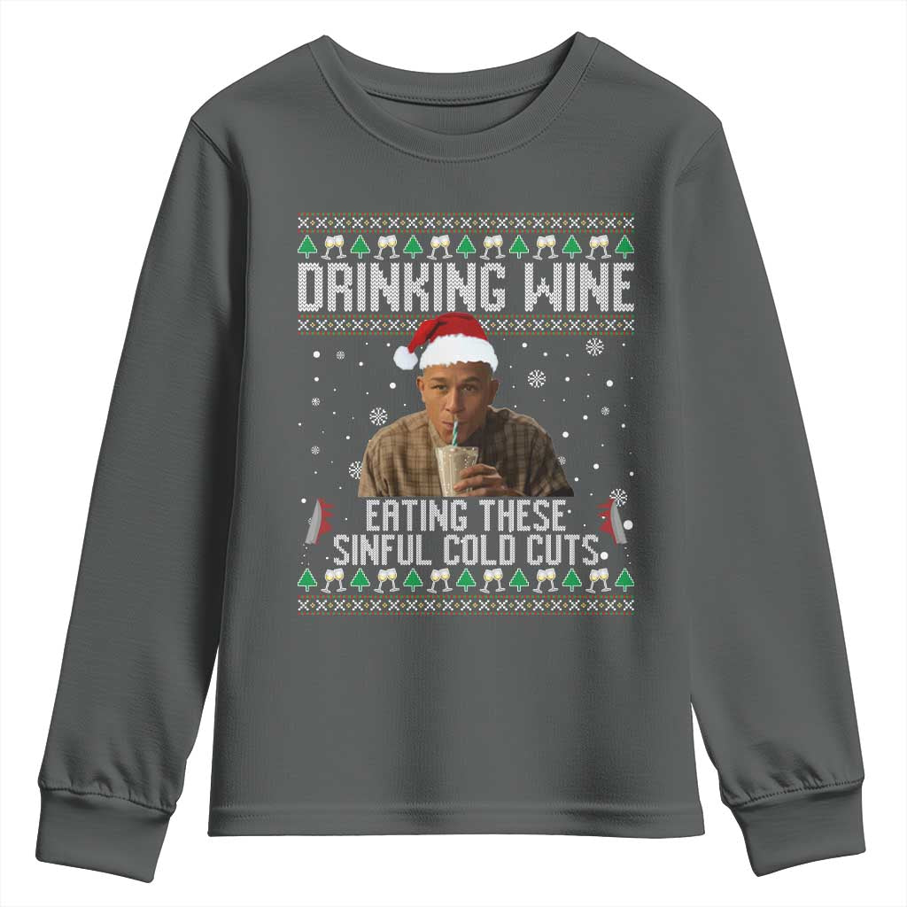 Charlie Hunnam Ed Gein Ugly Christmas Youth Sweatshirt Funny Drinking Wine Eating These Sinful Cold Cuts - Wonder Print Shop
