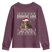 Charlie Hunnam Ed Gein Ugly Christmas Youth Sweatshirt Funny Drinking Wine Eating These Sinful Cold Cuts - Wonder Print Shop