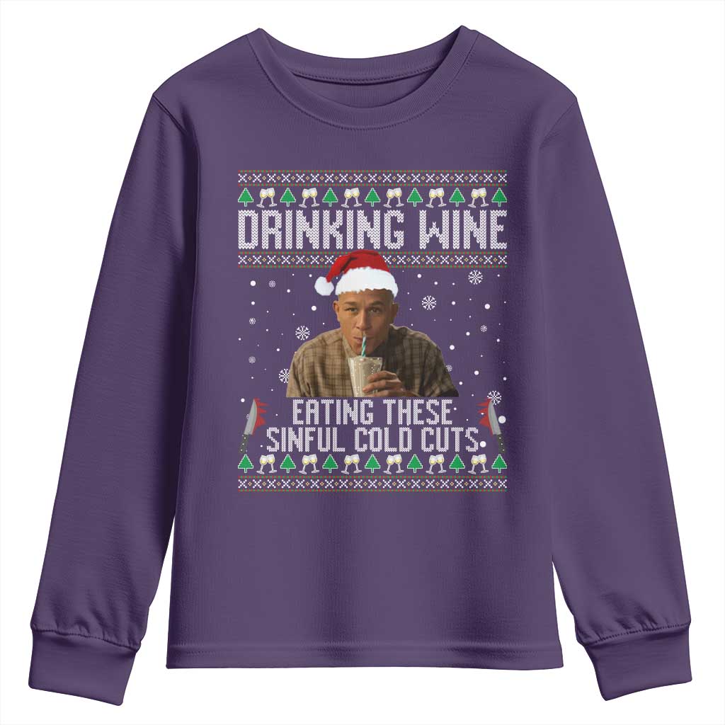 Charlie Hunnam Ed Gein Ugly Christmas Youth Sweatshirt Funny Drinking Wine Eating These Sinful Cold Cuts - Wonder Print Shop