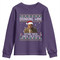 Charlie Hunnam Ed Gein Ugly Christmas Youth Sweatshirt Funny Drinking Wine Eating These Sinful Cold Cuts - Wonder Print Shop
