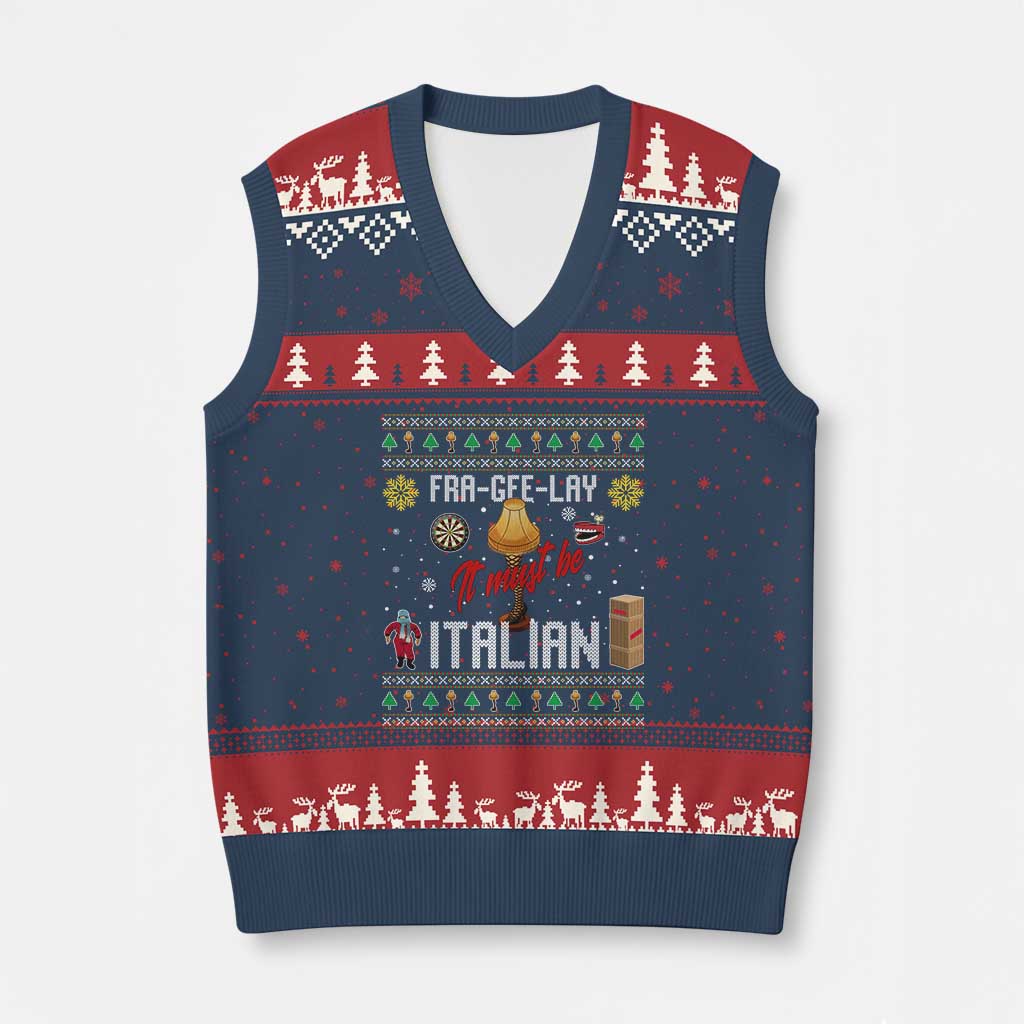 Leg Lamp Xmas V-Neck Knit Sweater Vest Funny Ugly Xmas Fra Gee Lay - Wonder Print Shop