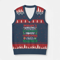 Christmas Family Vacation V-Neck Knit Sweater Vest Nobodys Walking Out On This Fun Old Family - Wonder Print Shop