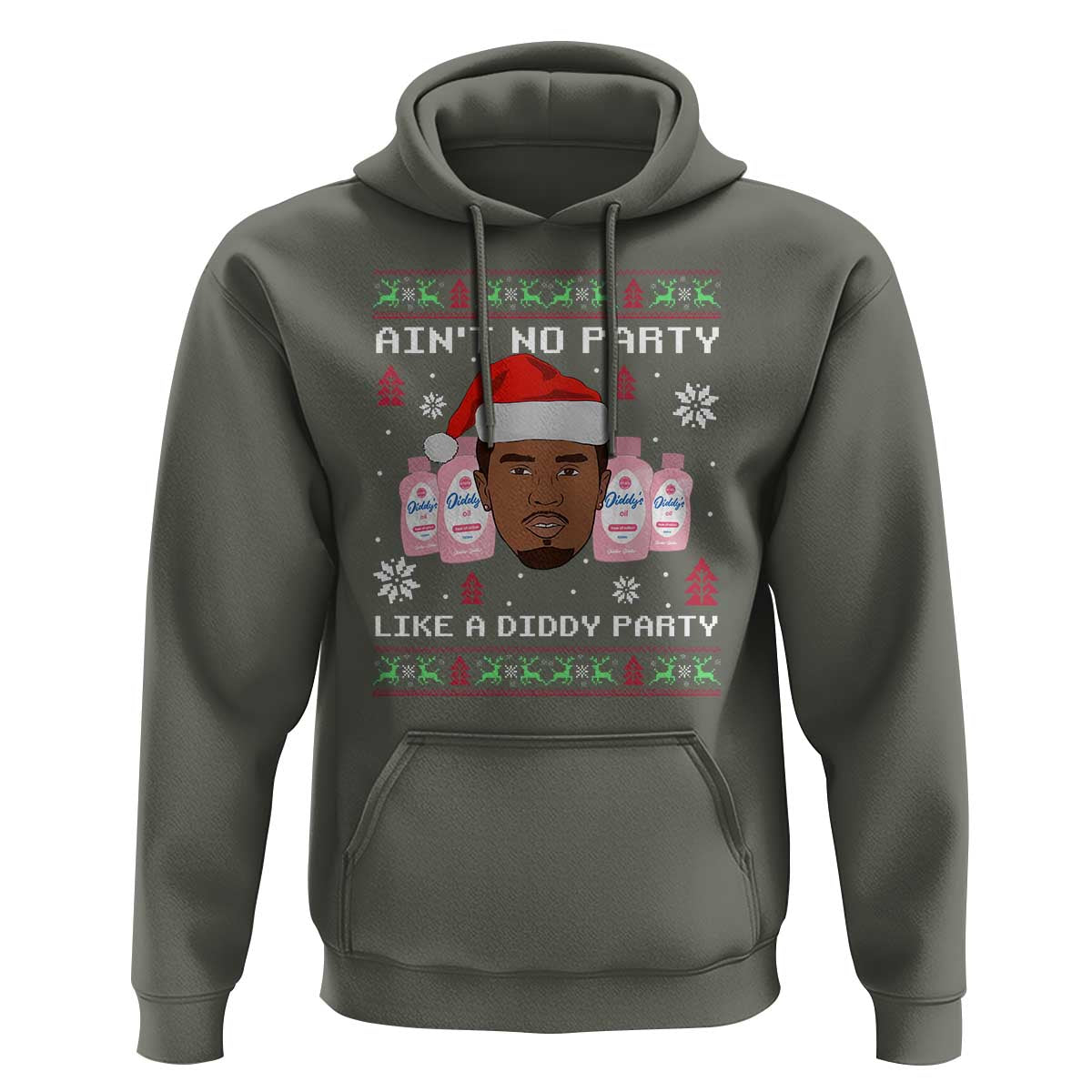 Funny Christmas Hoodie Ain't No Party Like a Diddy Party Baby Oil Ugly Sweater Gifts