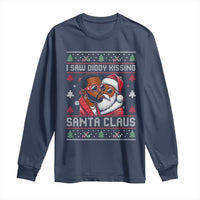 Funny Christmas Long Sleeve Shirt Funy Dirty I Saw Diddy Kissing Santa Claus Ugly Xmas Sweater