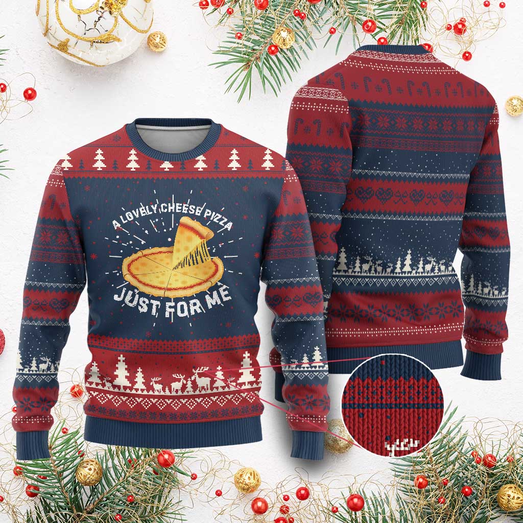 FunnyXmas Movie Ugly Christmas Sweater Alone Kevin X-Mas Home A Lovely Cheese Pizza - Wonder Print Shop