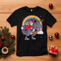 Christmas Santa Riding Dinosaur Deer Xmas T Shirt - Wonder Print Shop