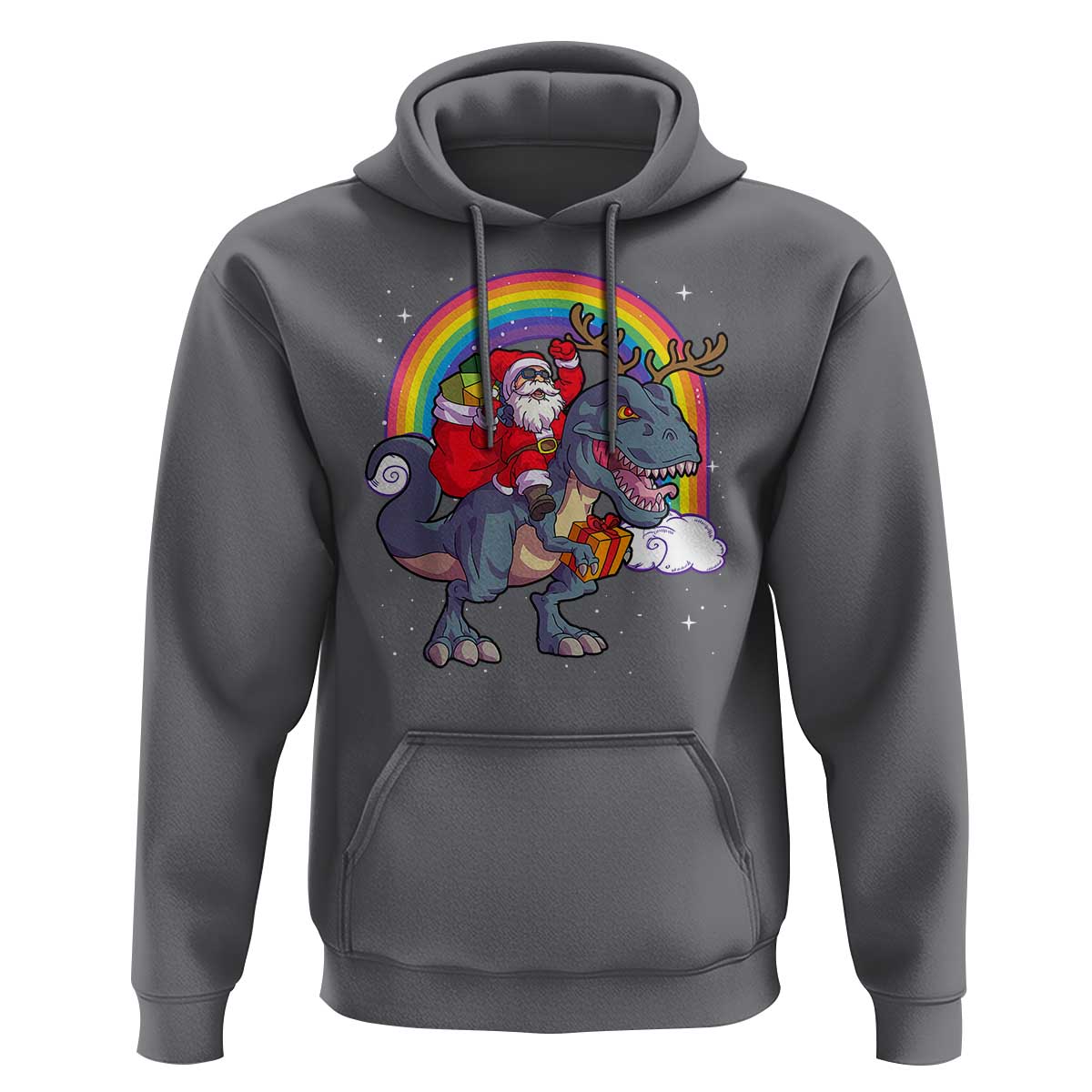 Christmas Santa Riding Dinosaur Deer Xmas Hoodie