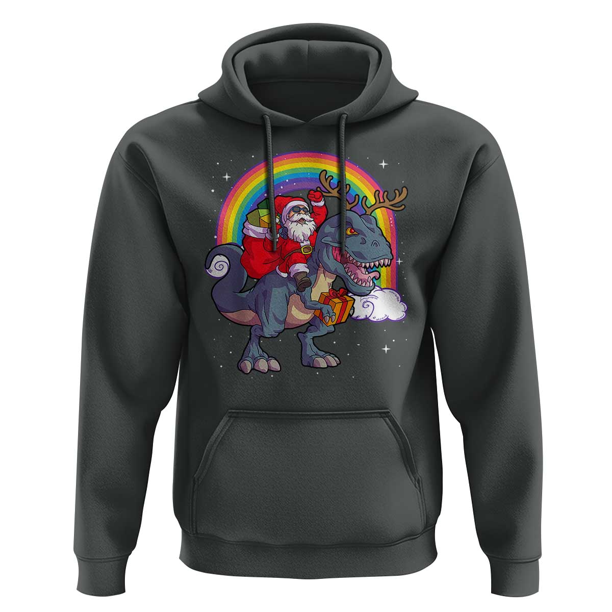 Christmas Santa Riding Dinosaur Deer Xmas Hoodie