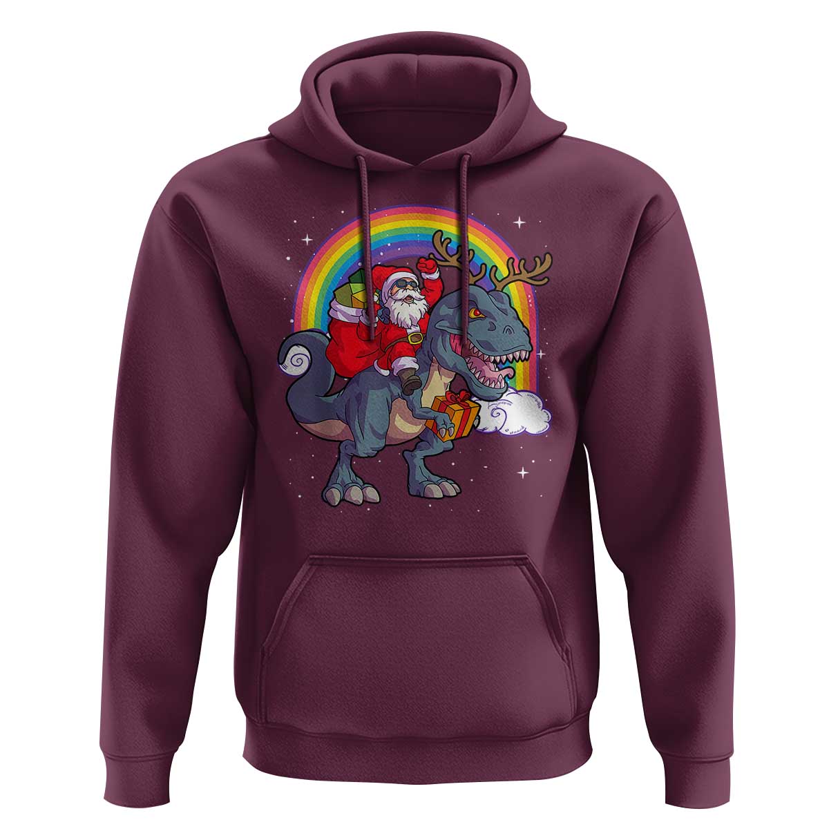 Christmas Santa Riding Dinosaur Deer Xmas Hoodie