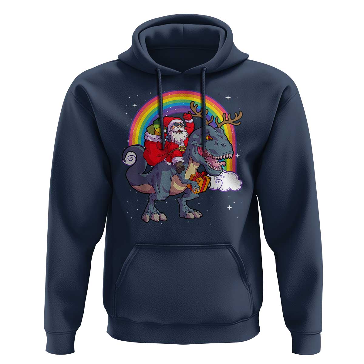 Christmas Santa Riding Dinosaur Deer Xmas Hoodie