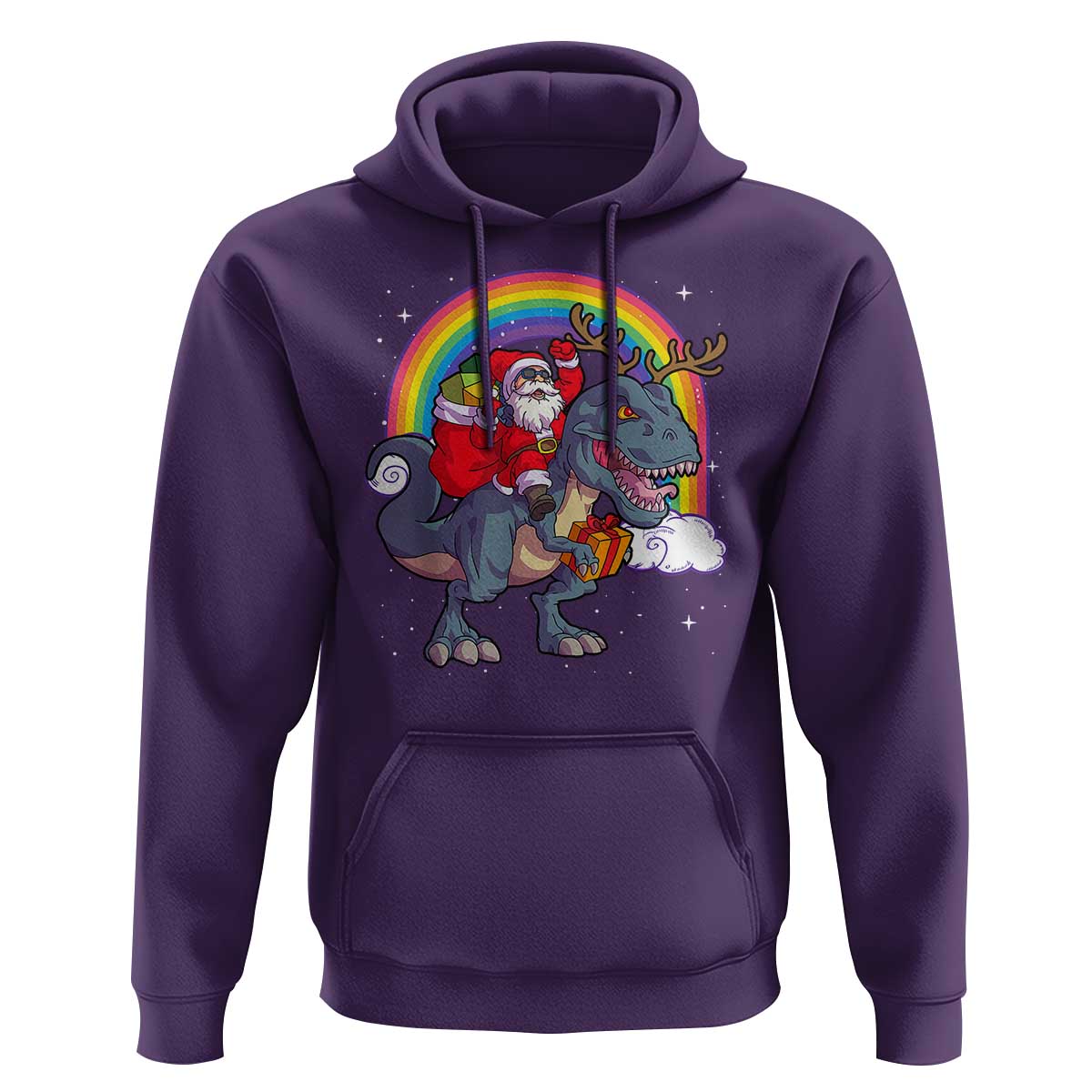 Christmas Santa Riding Dinosaur Deer Xmas Hoodie