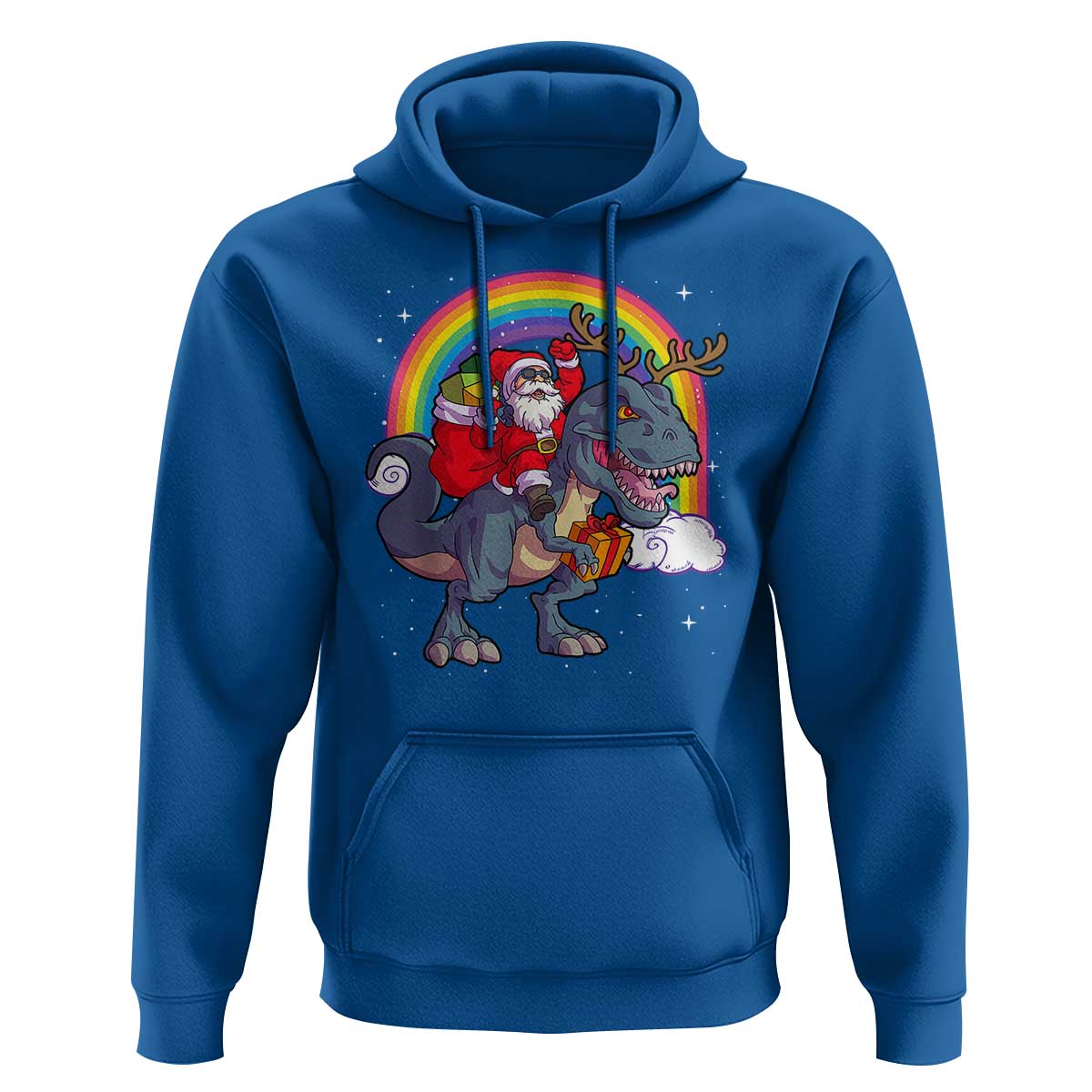 Christmas Santa Riding Dinosaur Deer Xmas Hoodie