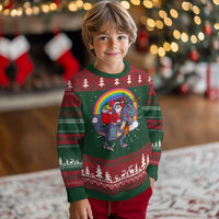 Xmas Santa Riding Dinosaur Deer Xmas Ugly Christmas Sweater - Wonder Print Shop