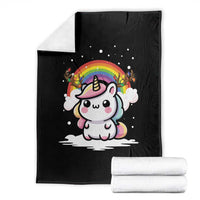 Unicorn Christmas Throw Blanket Cute Xmas Girls Rainbow - Wonder Print Shop