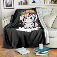 Unicorn Christmas Throw Blanket Cute Xmas Girls Rainbow - Wonder Print Shop