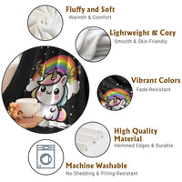 Unicorn Christmas Throw Blanket Cute Xmas Girls Rainbow - Wonder Print Shop