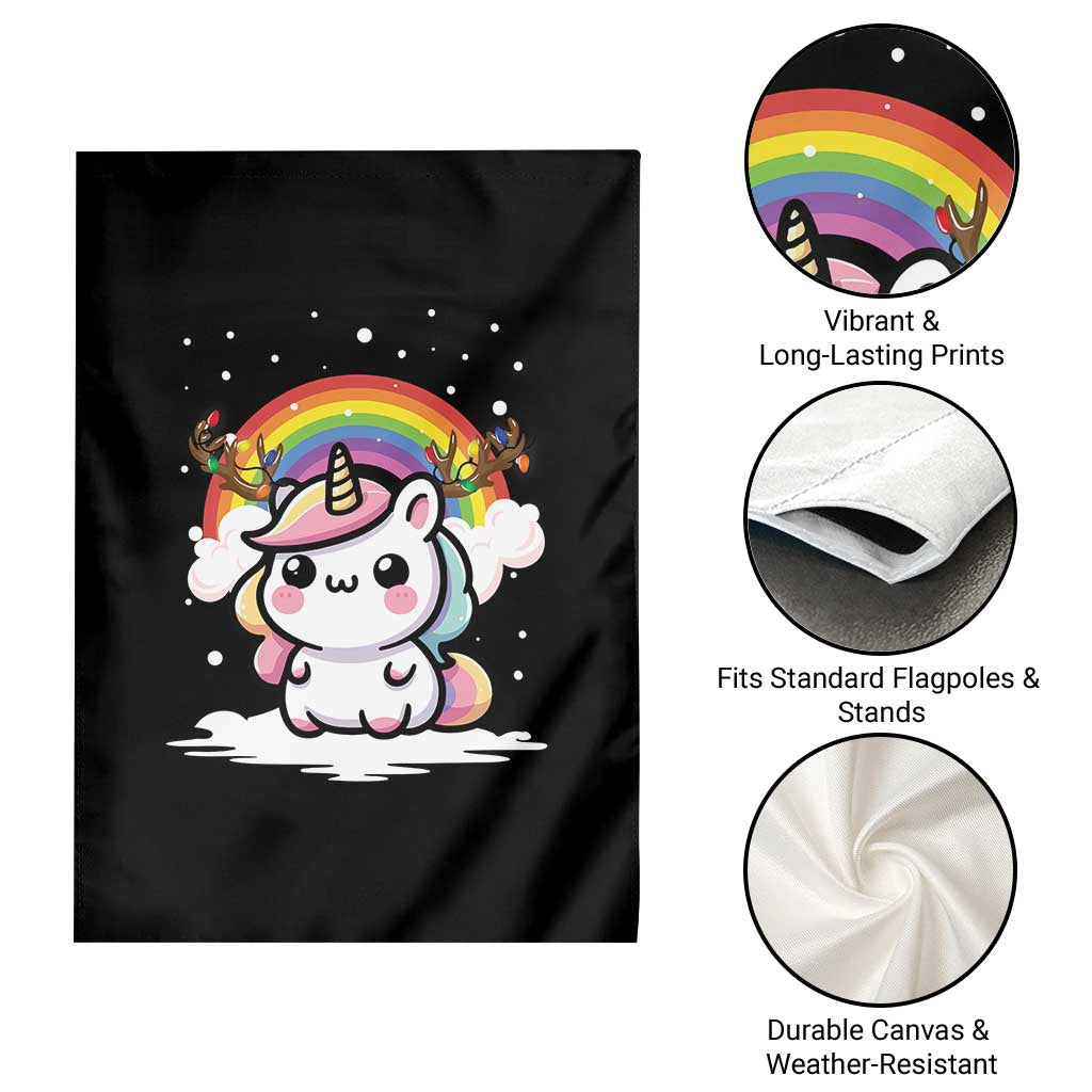 Unicorn Christmas Garden Flag Cute Xmas Girls Rainbow - Wonder Print Shop