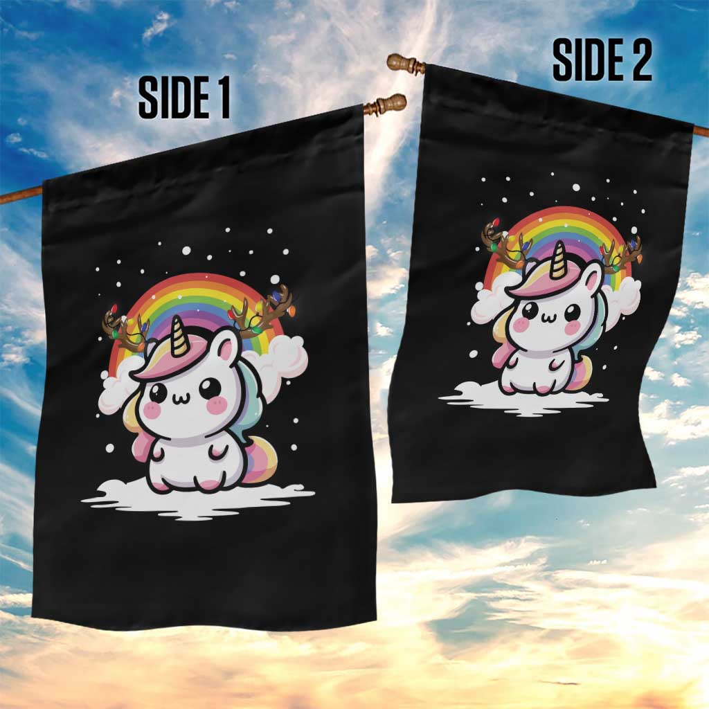 Unicorn Christmas Garden Flag Cute Xmas Girls Rainbow - Wonder Print Shop