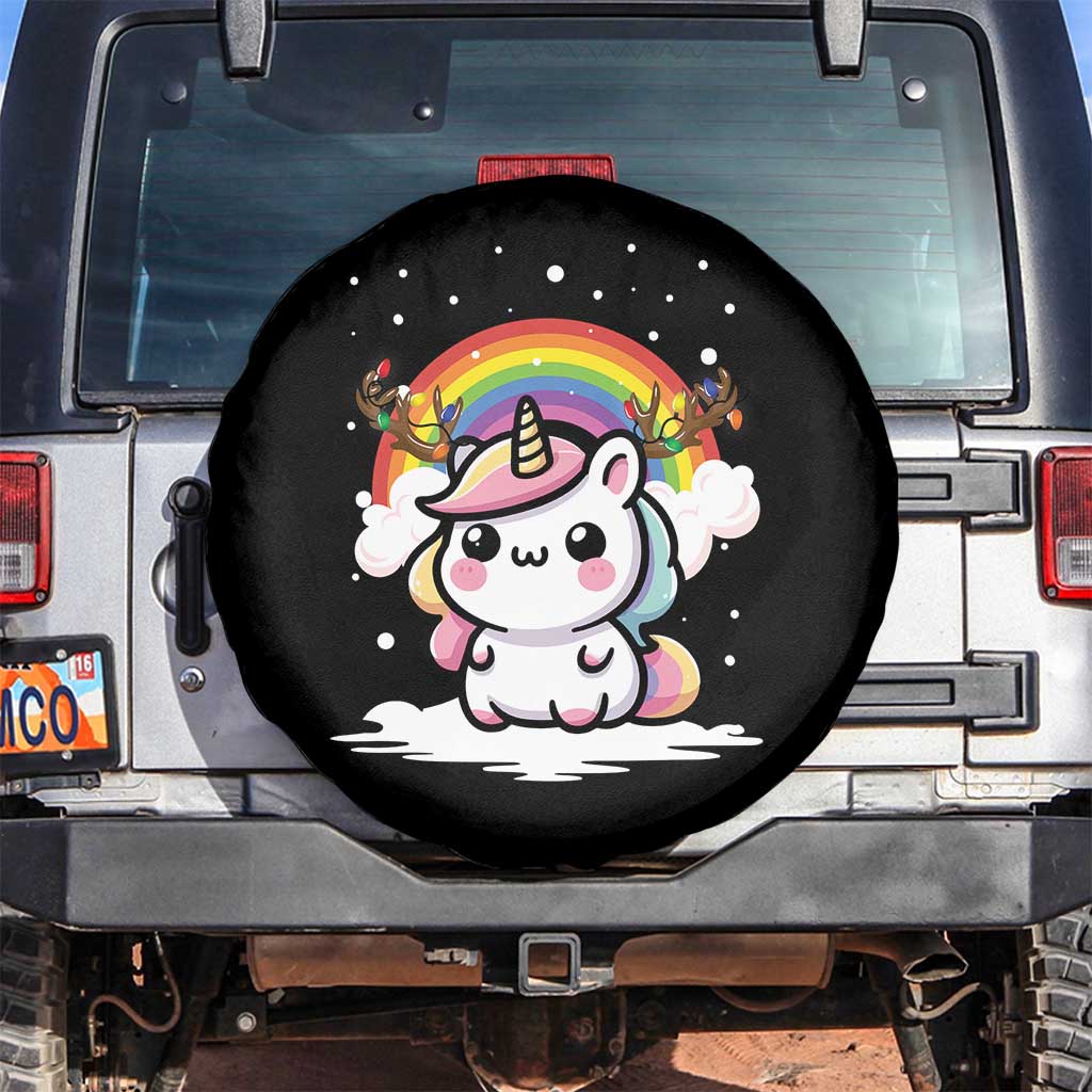 Unicorn Christmas Spare Tire Cover Cute Xmas Girls Rainbow - Wonder Print Shop