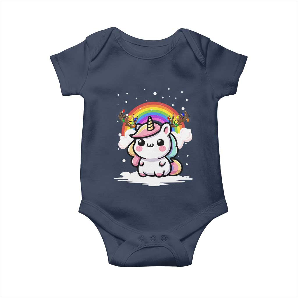 Unicorn Christmas Baby Onesie Cute Xmas Girls Rainbow - Wonder Print Shop