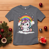 Unicorn Christmas T Shirt Cute Xmas Girls Rainbow - Wonder Print Shop