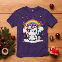 Unicorn Christmas T Shirt Cute Xmas Girls Rainbow - Wonder Print Shop