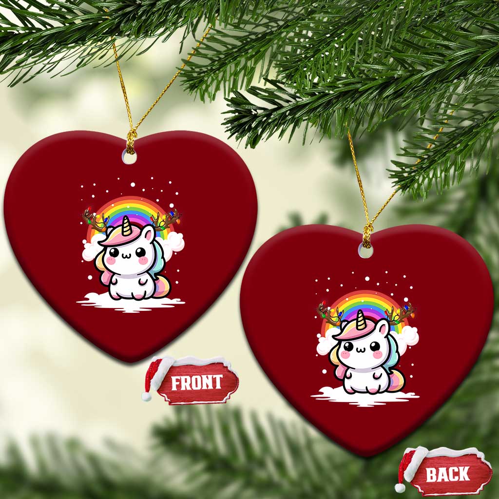 Unicorn Christmas Ceramic Ornament Cute Xmas Girls Rainbow - Wonder Print Shop