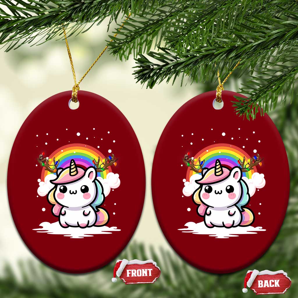 Unicorn Christmas Ceramic Ornament Cute Xmas Girls Rainbow - Wonder Print Shop