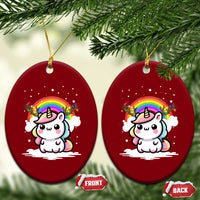 Unicorn Christmas Ceramic Ornament Cute Xmas Girls Rainbow - Wonder Print Shop