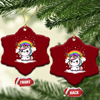 Unicorn Christmas Ceramic Ornament Cute Xmas Girls Rainbow - Wonder Print Shop