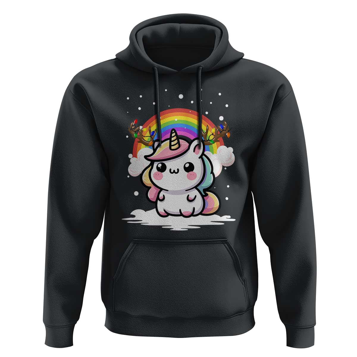 Unicorn Christmas Hoodie Cute Xmas Girls Rainbow - Wonder Print Shop