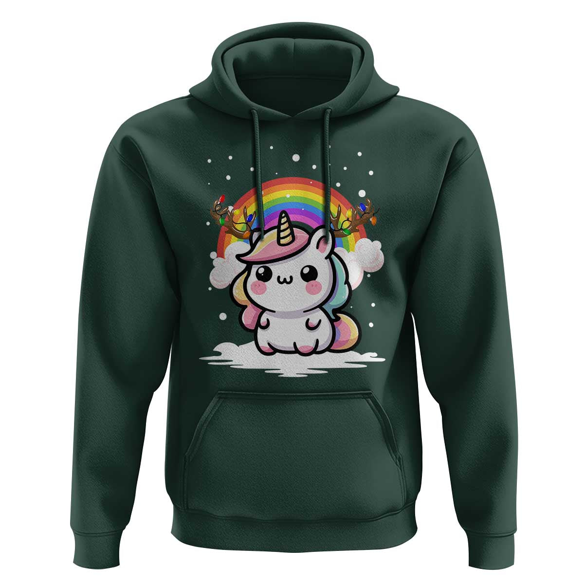 Unicorn Christmas Hoodie Cute Xmas Girls Rainbow - Wonder Print Shop