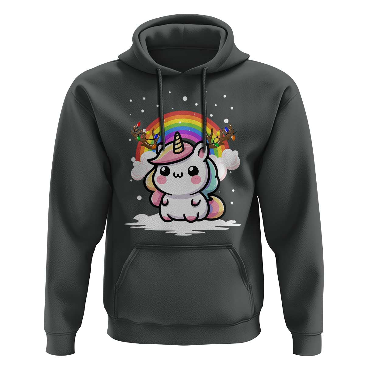 Unicorn Christmas Hoodie Cute Xmas Girls Rainbow - Wonder Print Shop