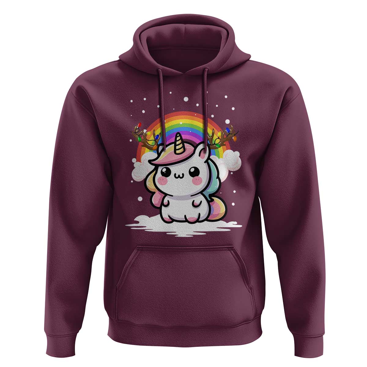 Unicorn Christmas Hoodie Cute Xmas Girls Rainbow - Wonder Print Shop