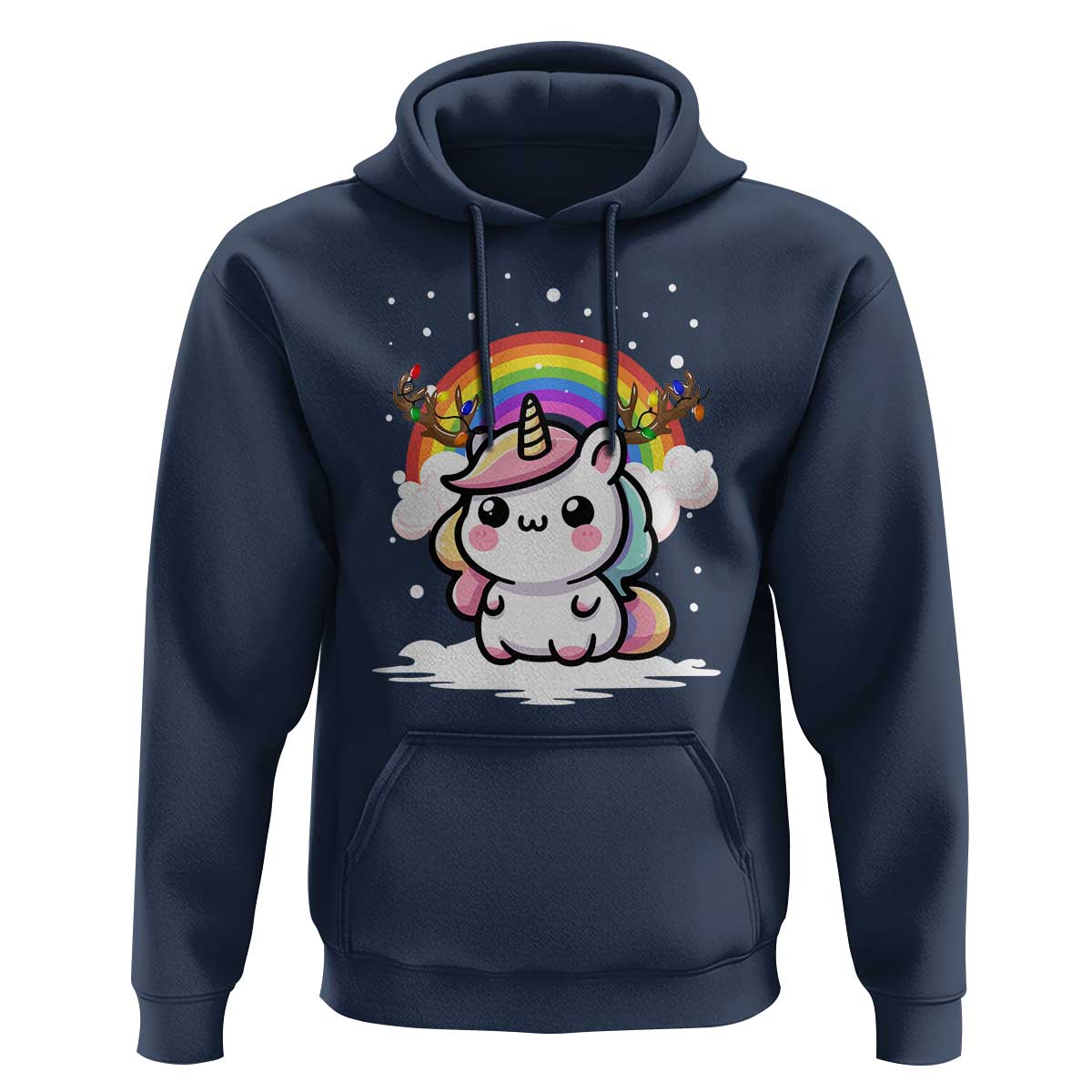 Unicorn Christmas Hoodie Cute Xmas Girls Rainbow - Wonder Print Shop